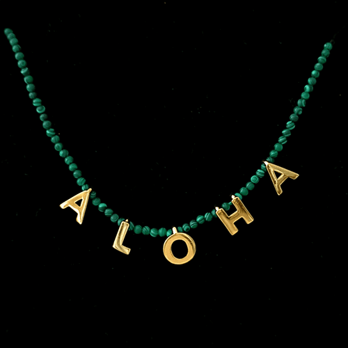 Personalized word fashion accessories wholesale manufacturers custom made turquoise beaded name necklace letters spaced out vendors and makers websites